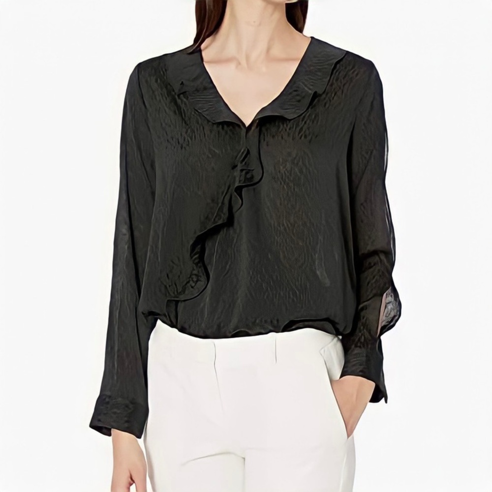 ✨NWT✨ NYDJ Flounce Crossover Blouse in Black